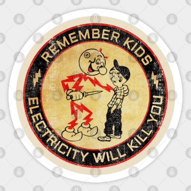 Electricity Will Kill You Kids retro Sticker by projeksambat